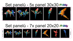 OB Set 5 ks panelů o rozměru 30x30 cm nebo 7 ks panelů o rozměru 20x20 cm - papoušci