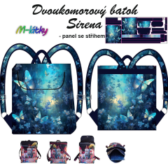 OB Panel se střihem - Batoh Sirena - dvoukomorový překlápěcí batoh - motýli Kočárkovina - fotonávod v popisu produktu