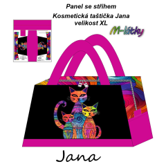 OB Panel k ušití - kosmetická taštička Jana - velikost XL - barevné kočky Kočárkovina - fotonávod v popisu produktu