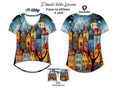 OB F - Panel se střihem - dámské tričko Verona  - domečky Digitální tisk m-látky - výběr z variant  střih Fazonetka