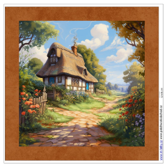 OB Panel k ušití  - dekorativní polštář - Anglický venkov - domečky výběr z variant