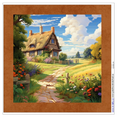 OB Panel k ušití  - dekorativní polštář - Anglický venkov - domečky výběr z variant