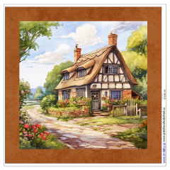 OB Panel k ušití  - dekorativní polštář - Anglický venkov - domečky výběr z variant