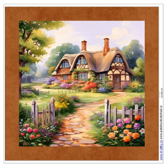 OB Panel k ušití  - dekorativní polštář - Anglický venkov - domečky výběr z variant