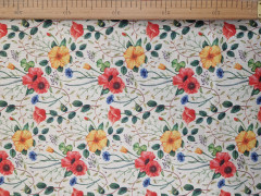 PA Len - vlčí máky 90% len 10% polyester - digitální tisk