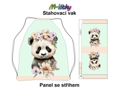 OB Panel se střihem k ušití - stahovací vak - panda Materiál - výběr z variant