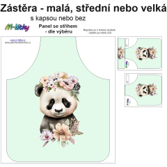 OB Panel k ušití  - Zástěra - malá, střední nebo velká - s kapsou nebo bez  - výběr z variant a materiálů - panda