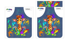 Panel k ušití  - Zástěra - malá, střední nebo velká - s kapsou nebo bez  - výběr z variant a materiálů - žirafa malíř (2)