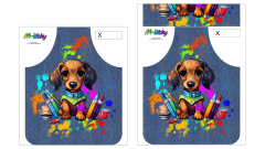 Panel k ušití  - Zástěra - malá, střední nebo velká - s kapsou nebo bez  - výběr z variant a materiálů - žirafa malíř (1)