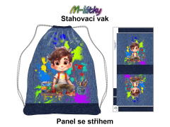 OB Panel se střihem k ušití - stahovací vak - kluk malíř Materiál - výběr z variant