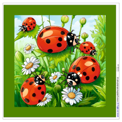 OB Panel k ušití  - dekorativní polštář - berušky výběr z variant