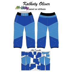 OB F - Panel se střihem dětské  kalhoty Oliver - modrá Digitální tisk m-látky - výběr z variant  střih Fazonetka