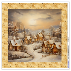 OB Panel k ušití  - dekorativní polštář - zimní krajina - domečky (vánoční) výběr z variant