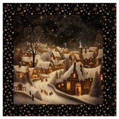 OB Panel k ušití  - dekorativní polštář - zimní krajina - domečky (vánoční) výběr z variant