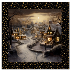 OB Panel k ušití  - dekorativní polštář - zimní krajina - domečky (vánoční) výběr z variant