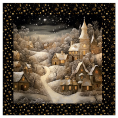 OB Panel k ušití  - dekorativní polštář - zimní krajina - domečky (vánoční) výběr z variant