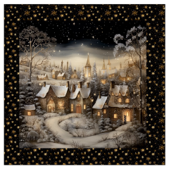OB Panel k ušití  - dekorativní polštář - zimní krajina - domečky (vánoční) výběr z variant
