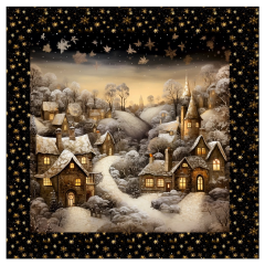 OB Panel k ušití  - dekorativní polštář - zimní krajina - domečky (vánoční) výběr z variant