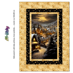 OB Velký panel k ušití - cca 144 x200 cm - zimní domečky - vánoční  (přehoz, deka, podložka, apod.) tisk na objednávku