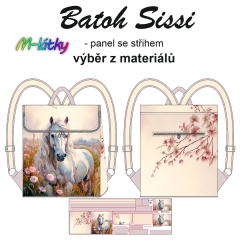 OB Panel se střihem -  Překlápěcí batoh Sissi - kůň návod k panelu zdarma - více v popisu produktu  - stáhněte si doplňkový střih k umístění magnetického zapínání