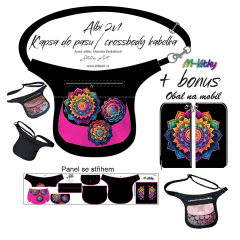 OB B - Panel k ušití - Albi 2v1 Kapsa do pasu (ledvinka - pamlskovní)/crossbody kabelka + bonus panel obal na mobil - mandaly fotonávod v popisu produktu