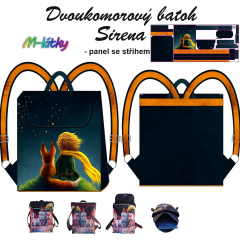 OB Panel se střihem - Batoh Sirena - dvoukomorový překlápěcí batoh - Malý princ Kočárkovina - fotonávod v popisu produktu