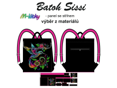 OB Panel se střihem -  Překlápěcí batoh Sissi - kolibřík návod k panelu zdarma - více v popisu produktu  - stáhněte si doplňkový střih k umístění magnetického zapínání