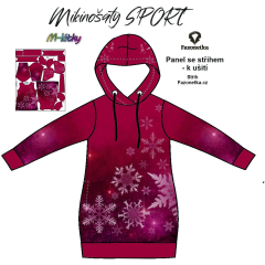 OB F - Panel k ušití  - dámské mikinošaty SPORT XS - XXXL  - vločky Digitální tisk m-látky - výběr z variant  střih Fazonetka