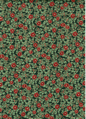 PA Vánoční plátno - drobné vánoční růžičky na zelené - zlatotisk 100% bavlna - dovoz EU