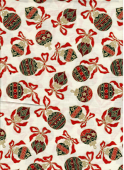 PA Vánoční plátno - ozdoby na smetanové - zlatotisk 100% bavlna - dovoz EU