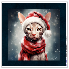 OB Panel k ušití  - dekorativní polštář - kočka Sphynx - vánoce výběr z variant