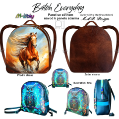 OB D - Panel k ušití - batůžek  Everyday + bonusový panel 30x30 cm - střih Martina Alblová - kůň fotonávod v popisu produktu