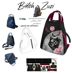 OB B Panel batoh Zuzi střih Marcela Bednářová - tattoo vlk panel se střihem tisk na ob jednávku