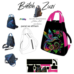 OB B Panel batoh Zuzi střih Marcela Bednářová -  Kolibřík panel se střihem tisk na ob jednávku