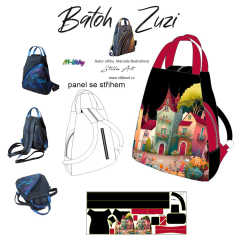 OB B Panel batoh Zuzi střih Marcela Bednářová - Domečky panel se střihem tisk na ob jednávku
