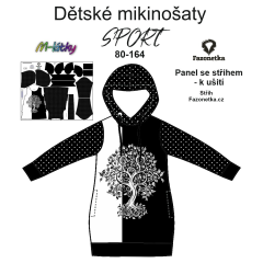 OB F - Panel se střihem  - dětské mikinošaty SPORT 80 -164  (střih Fazonetka) - strom života Ditigální tisk m-látky – výběr z variant