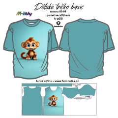 OB F - Panel se střihem - -Dětské tričko Basic 80-98 - opice náš sublimační tisk na objednávku - výběr z velikostí a materiálů (větší velikosti 104-170 mají samostatný produkt)