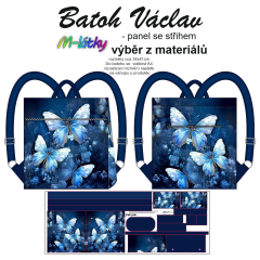 OB Panel překlápěcí batoh Václav Classic - modří motýli panel se střihem tisk na objednávku