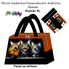 OB Panel k ušití - kosmetická taštička Jana - velikost XL - tři kočky (mainská mývalí kočka) Kočárkovina - fotonávod v popisu produktu