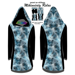 OB F - Panel k ušití  - dámské mikinošaty Relax XS - XXXL (střih Fazonetka) - ledové květy - fraktál Panel se střihem - výběr z variant materiálu