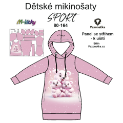 OB F - Panel se střihem  - dětské mikinošaty SPORT 80 -164  (střih Fazonetka) - lední medvědi Ditigální tisk m-látky – výběr z variant