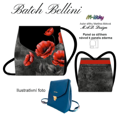OB D - Panel batoh Bellini + bonusový panel 23x23 cm - střih Martina Alblová - vlčí máky fotonávod v popisu produktu