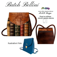 OB D - Panel batoh Bellini + bonusový panel 23x23 cm - střih Martina Alblová - Staré knihy panel se setřihem tisk na objednávku