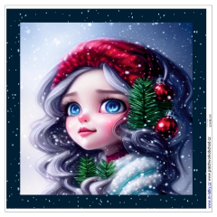 OB Panel k ušití  - dekorativní polštář - holčička  (zima, vánoce) výběr z variant