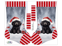 OB Panel k ušití - Vánoční (mikulášská) punčocha - černý pudl vlastní tisk na objednávku - výběr z variant