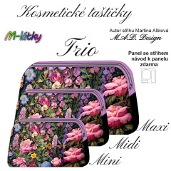 OB D - Panel k ušití - Kosmetická taštička Trio - set tří velikostí - květy fotonávod v popisu produktu