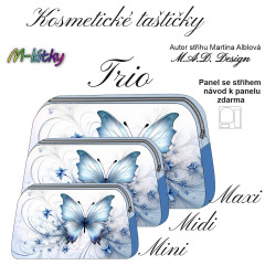 OB D - Panel k ušití - Kosmetická taštička Trio - set tří velikostí - motýli fotonávod v popisu produktu
