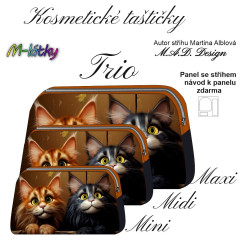 OB D - Panel k ušití - Kosmetická taštička Trio - set tří velikostí - mainské mývalí kočky fotonávod v popisu produktu