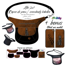 OB B - Panel k ušití - Albi 2v1 Kapsa do pasu (ledvinka - pamlskovní)/crossbody kabelka + bonus panel obal na mobil  - Černý labrador fotonávod v popisu produktu