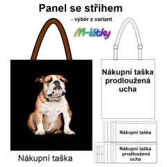 OB Panel k ušití  - nákupní taška/nákupní taška s prodluženými uchy - výběr z typu a materiálů  - Anglický buldog